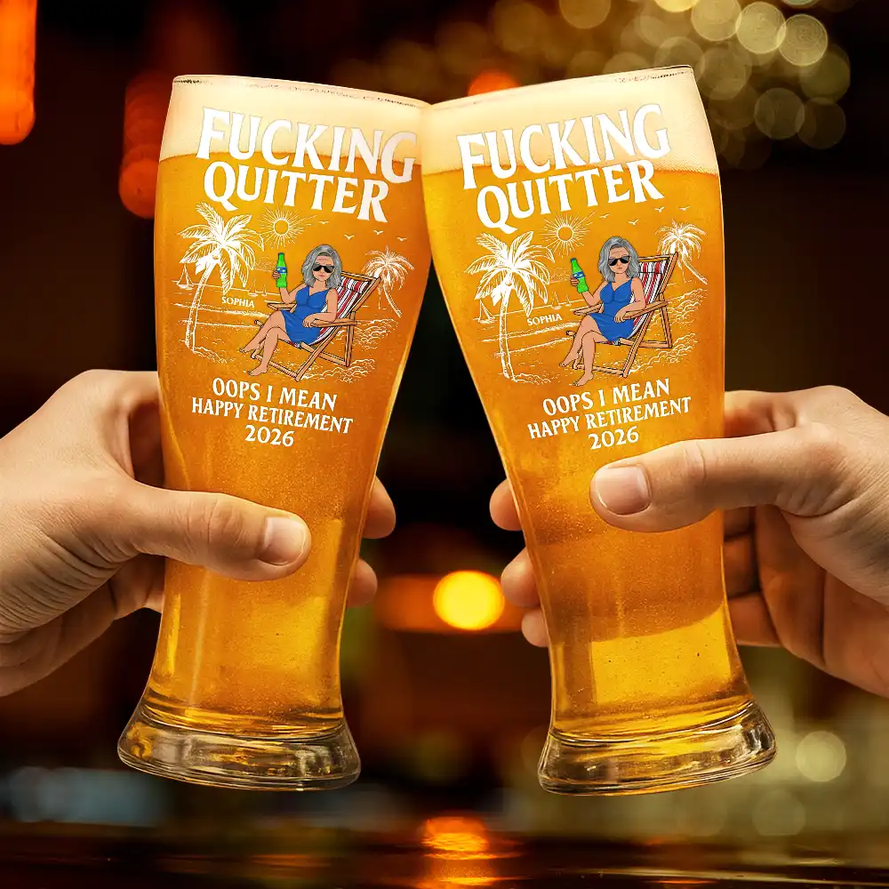 Oops I Mean Happy Retirement - Personalized Pilsner Glass - Image 2