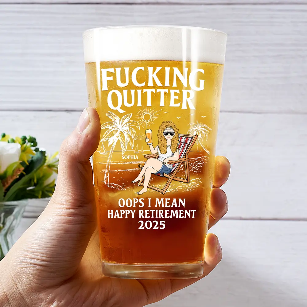 Oops I Mean Happy Retirement - Personalized Beer Glass - Image 3