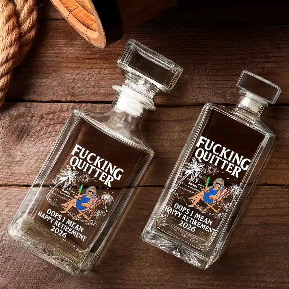 Oops I Mean Happy Retirement - Personalized Square Whiskey Bottle - Image 3