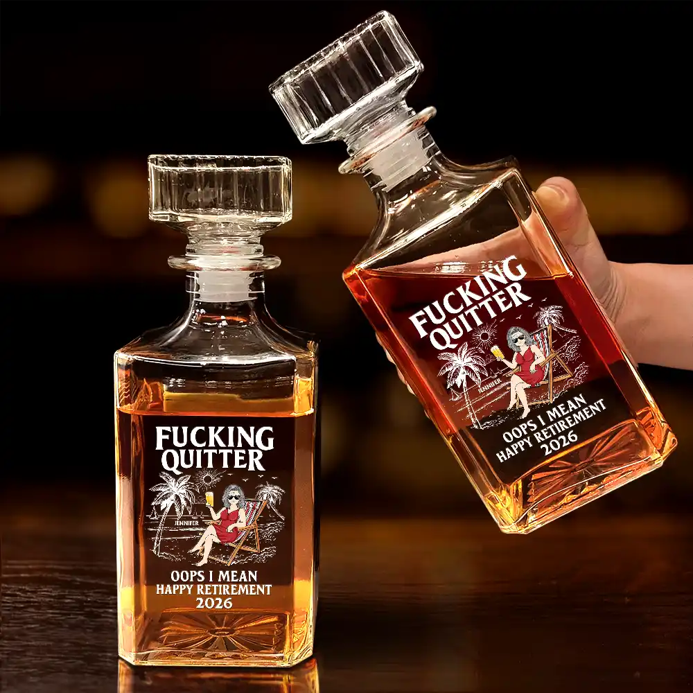 Oops I Mean Happy Retirement - Personalized Square Whiskey Bottle - Image 4