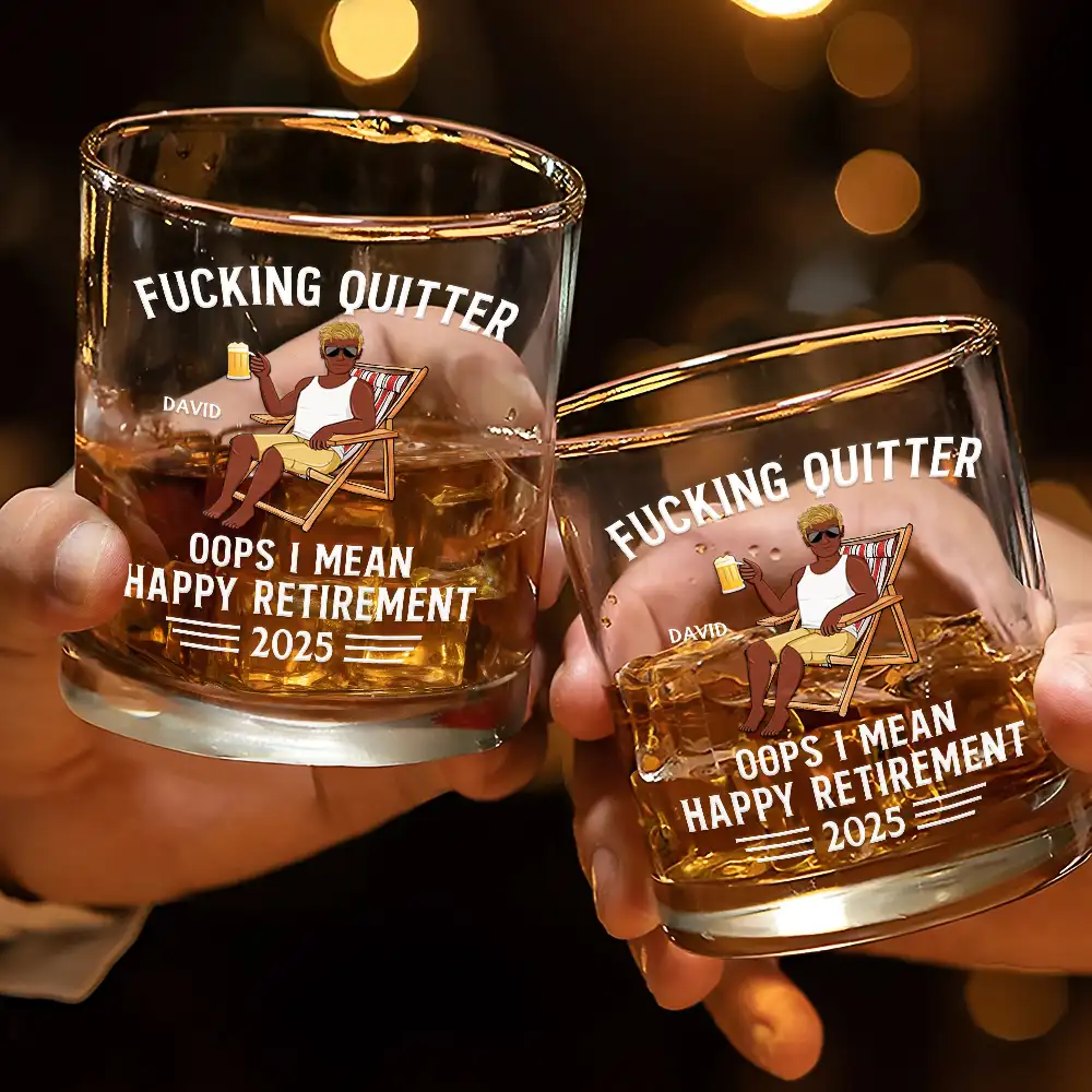 Oops I Mean Happy Retirement - Personalized Whiskey Glass - Image 3