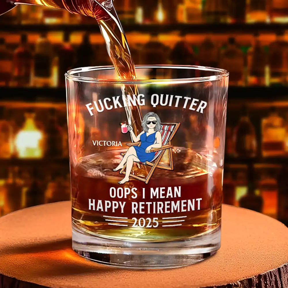 Oops I Mean Happy Retirement - Personalized Whiskey Glass - Image 4