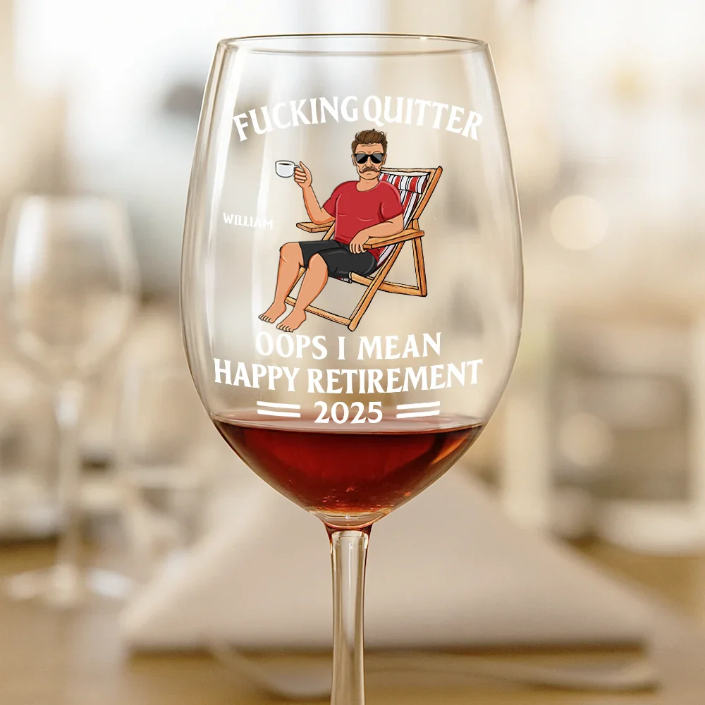 Oops I Mean Happy Retirement - Personalized Wine Glass - Image 2