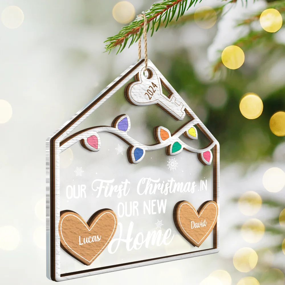 Our 1st Christmas In Our New Home - Personalized 2-Layered Mix Ornament - Image 2