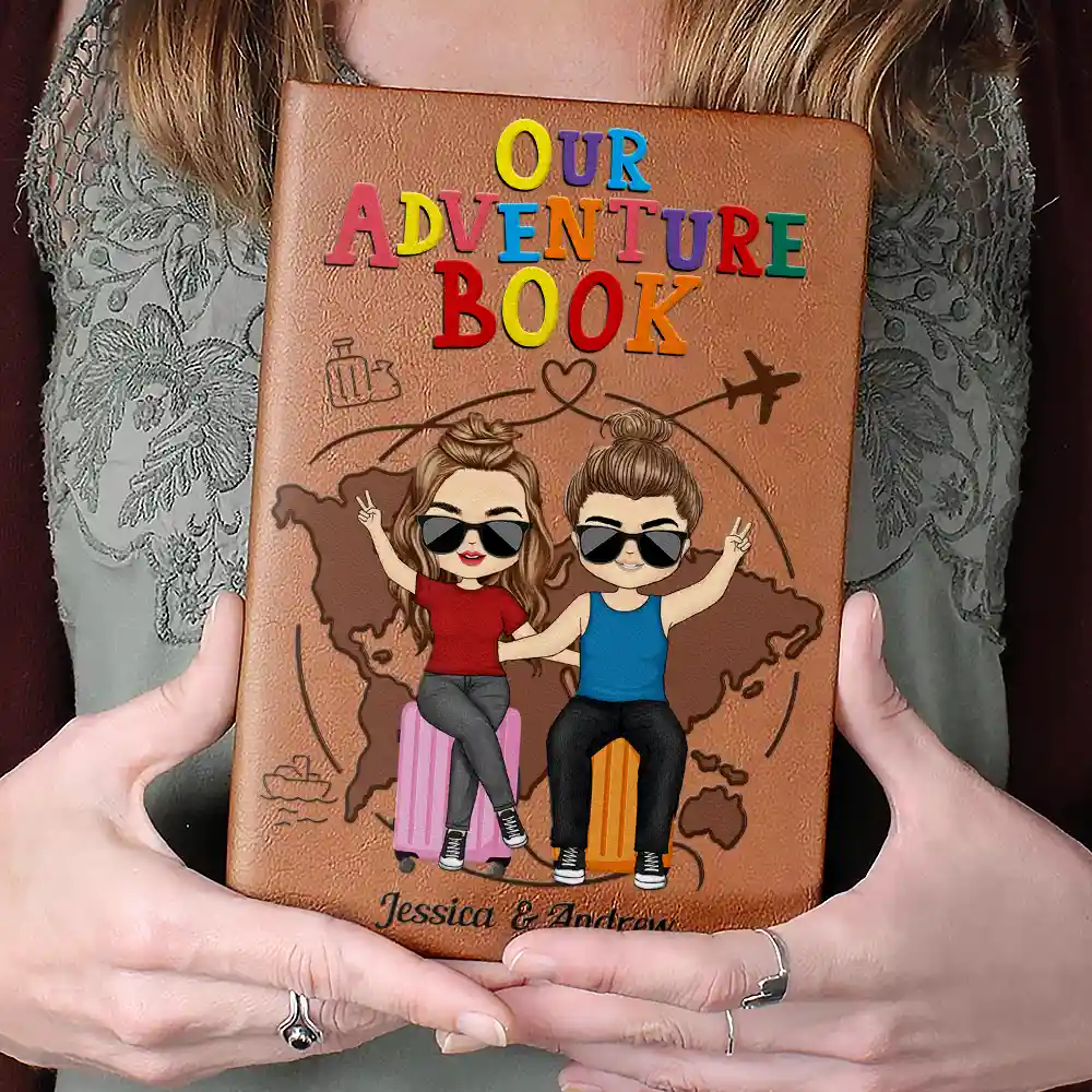 Our Adventure Book Couples Trip - Personalized Leather Journal - Image 4