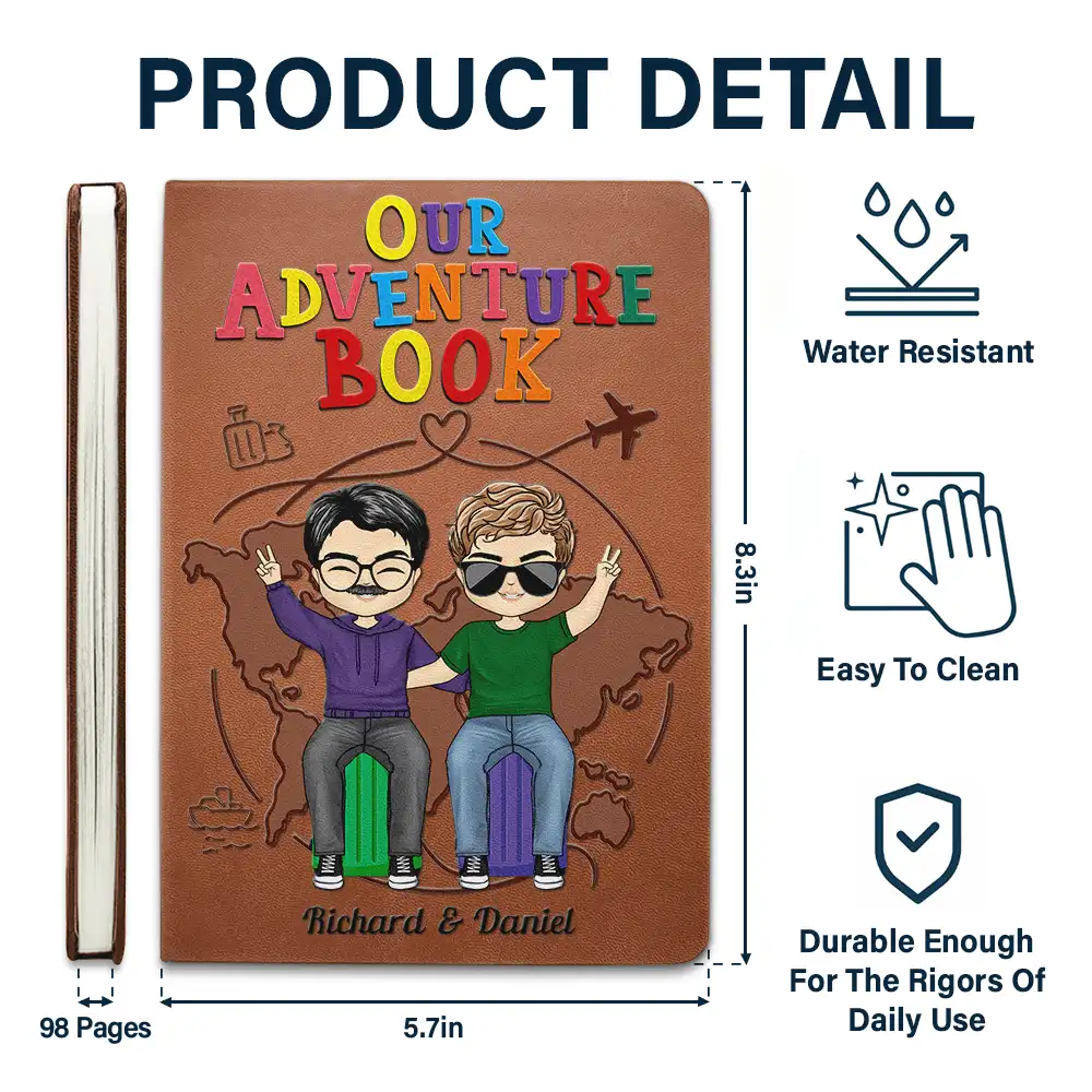 Our Adventure Book Couples Trip - Personalized Leather Journal - Image 5