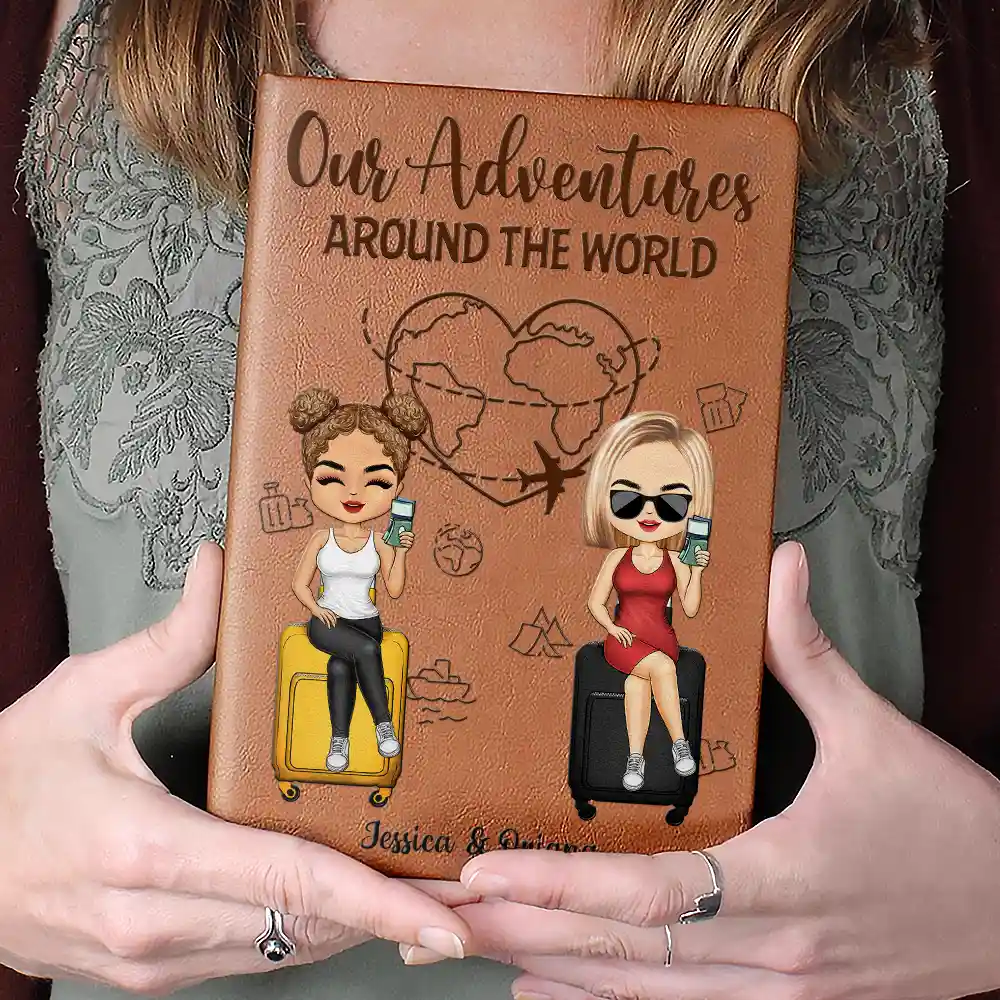 Our Adventures Around The World - Personalized Leather Journal - Image 4