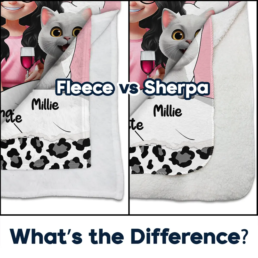 Our Cat Cuddling Blanket - Personalized Fleece Blanket, Sherpa Blanket - Image 4