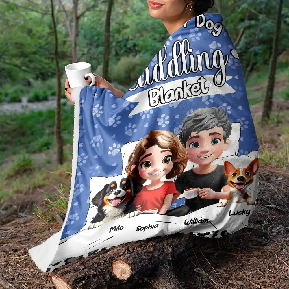 Our Dog Cuddling Blanket - Personalized Fleece Blanket, Sherpa Blanket - Image 5