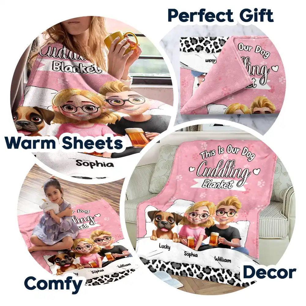 Our Dog Cuddling Blanket - Personalized Fleece Blanket, Sherpa Blanket - Image 7