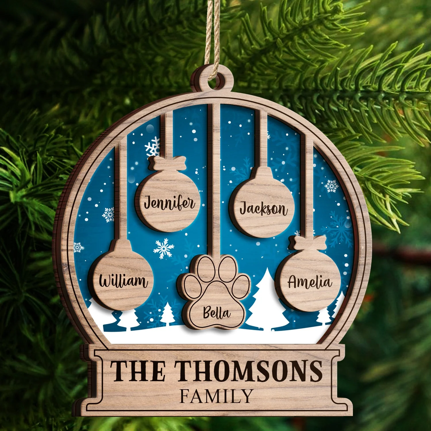 Our Family Kids Pet - Gift For Family, Parent - Personalized 2-Layered Wooden Ornament - Image 4