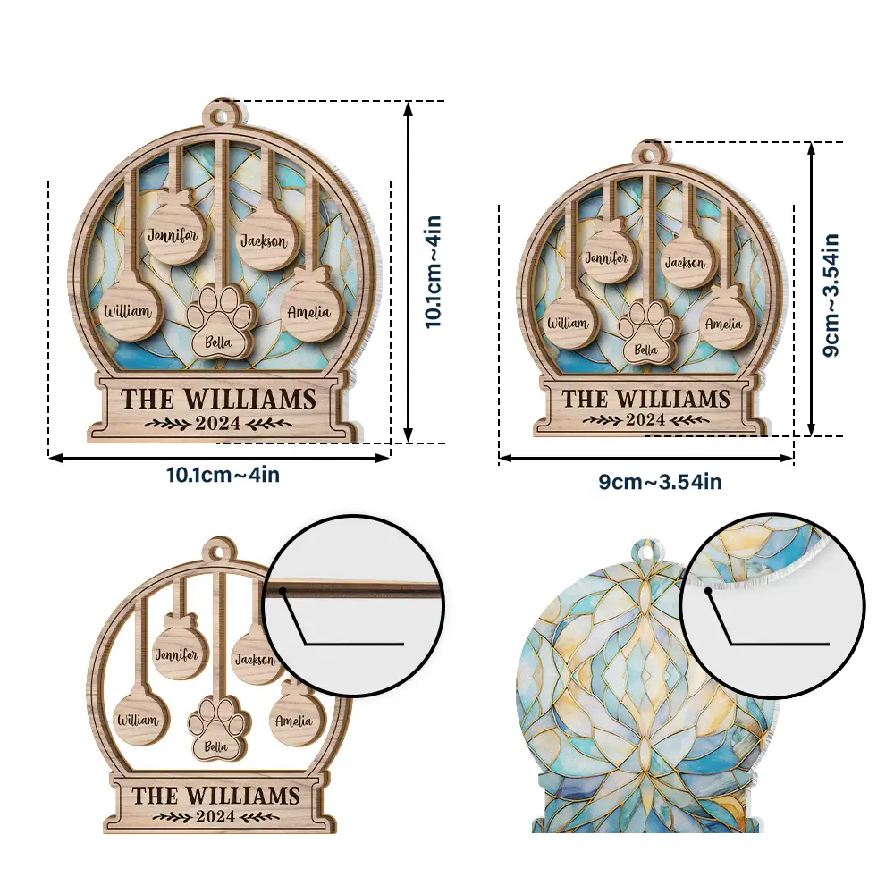 Our Family Kids Pet - Personalized Suncatcher Ornament - Image 5