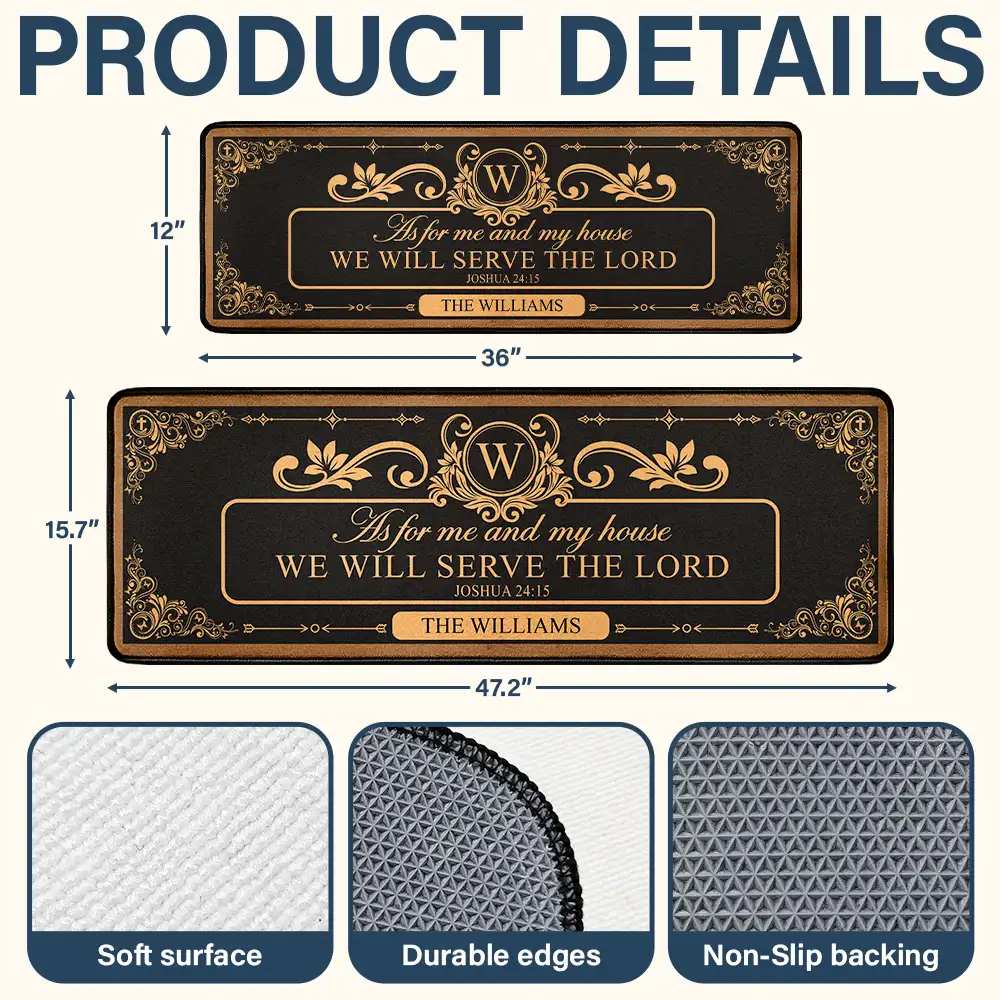 Our Family Will Serve The Lord - Personalized Runner Rug - Image 4