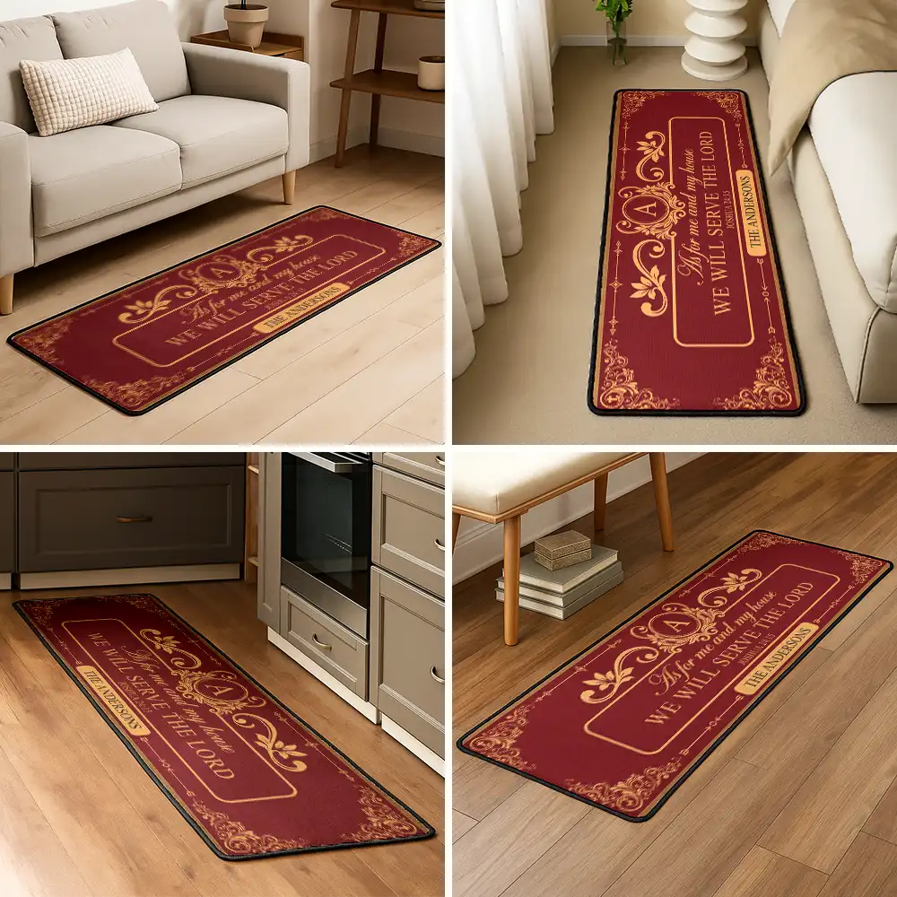 Our Family Will Serve The Lord - Personalized Runner Rug - Image 5