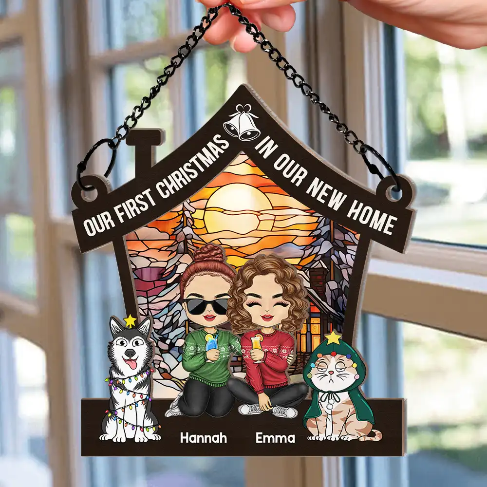 Our First Christmas In Our New Home - Personalized Window Hanging Suncatcher Ornament - Image 2