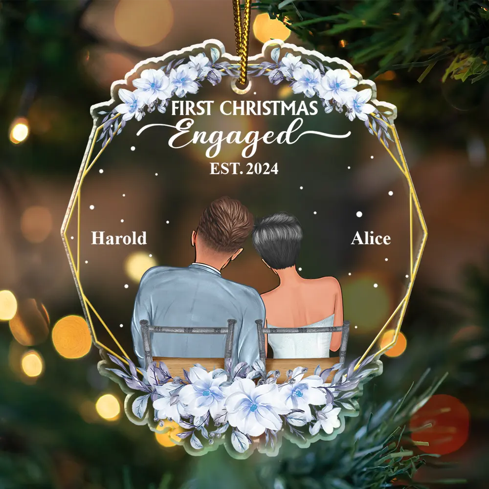 Our First Christmas Married Couples - Personalized Custom Shaped Acrylic Ornament - Image 3