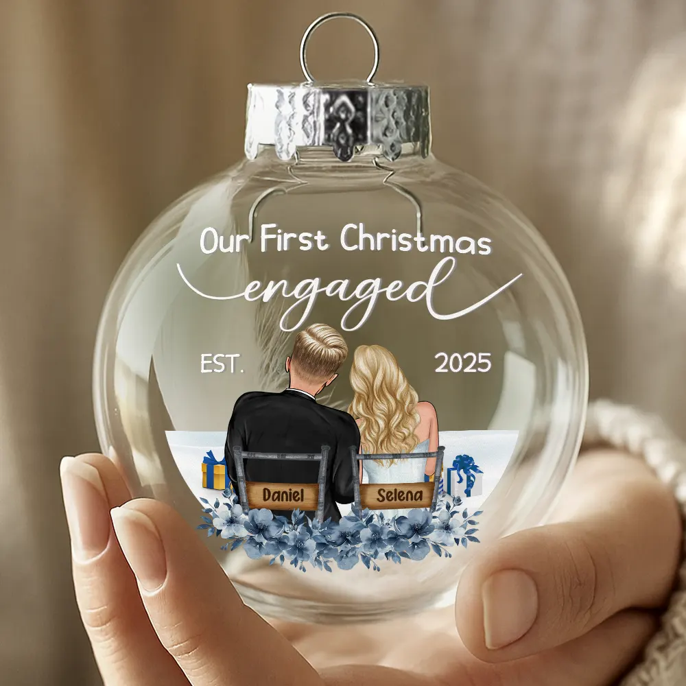 Our First Christmas Married Couples - Personalized Glass Bauble Ornament - Image 3