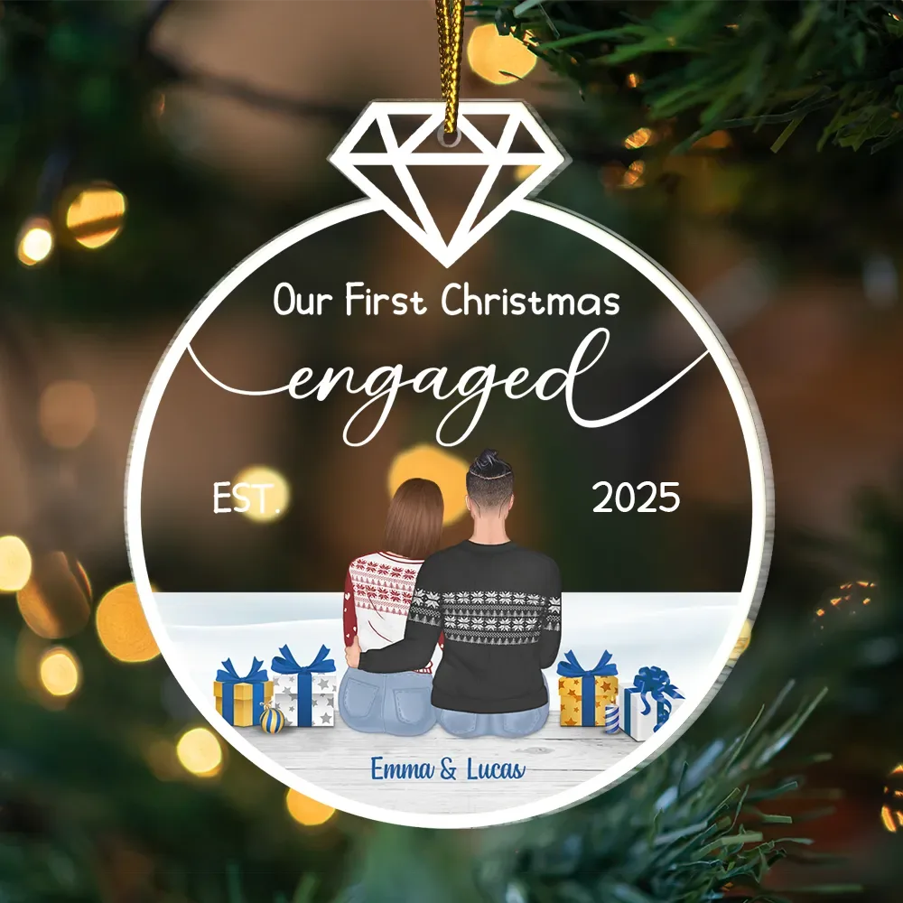 Our First Christmas Married - Gift For Couples - Personalized Custom Shaped Acrylic Ornament - Image 3