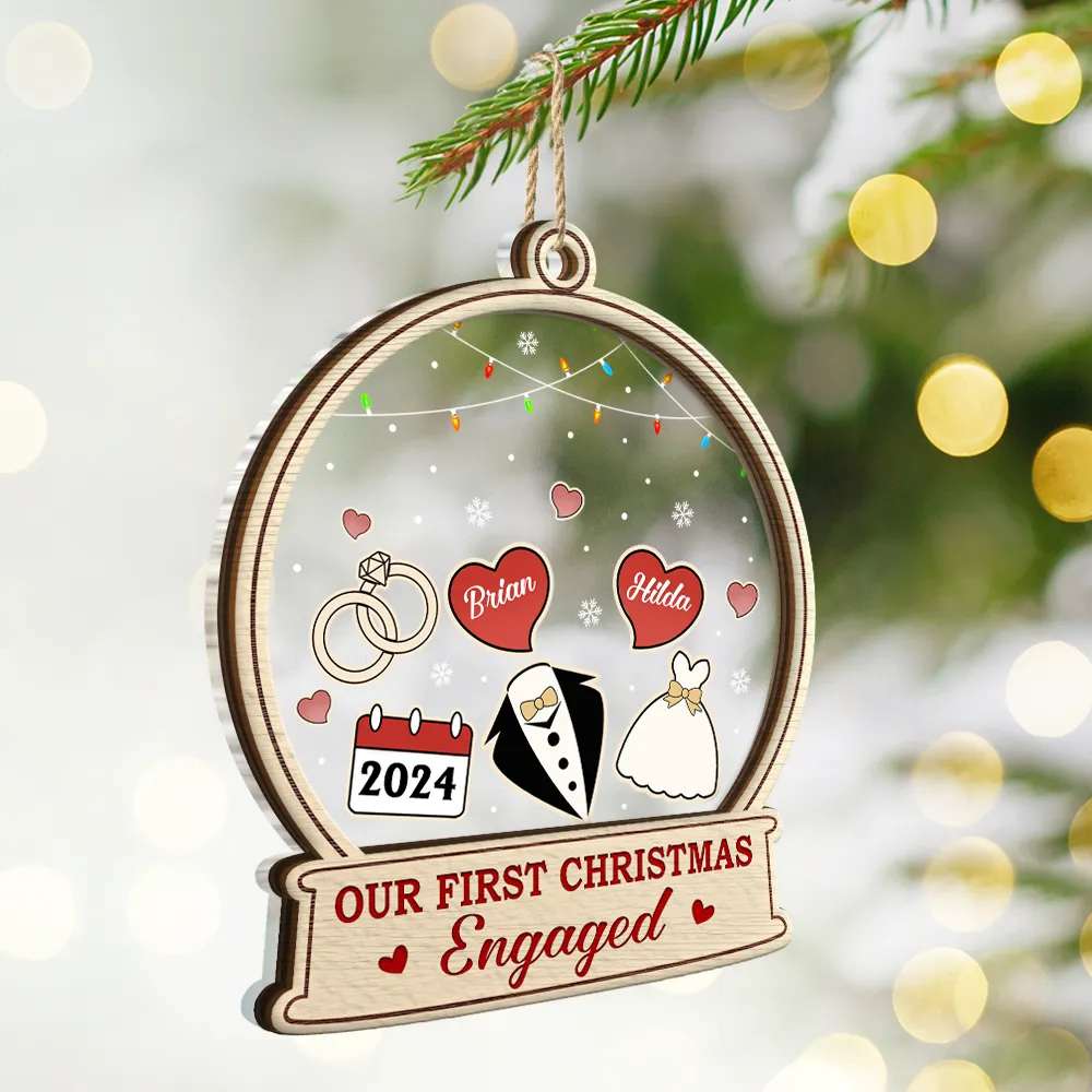 Our First Christmas Married Husband And Wife - Personalized 2-Layered Mix Ornament - Image 2