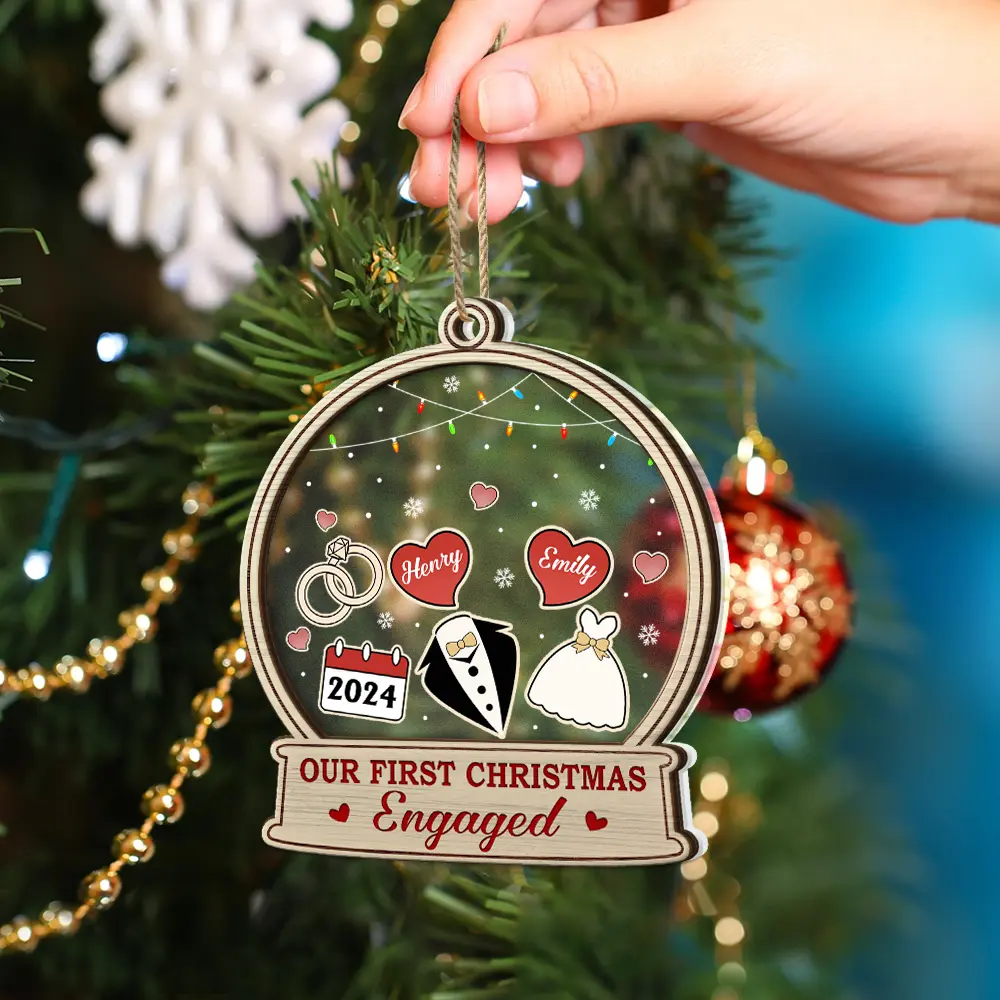 Our First Christmas Married Husband And Wife - Personalized 2-Layered Mix Ornament - Image 4