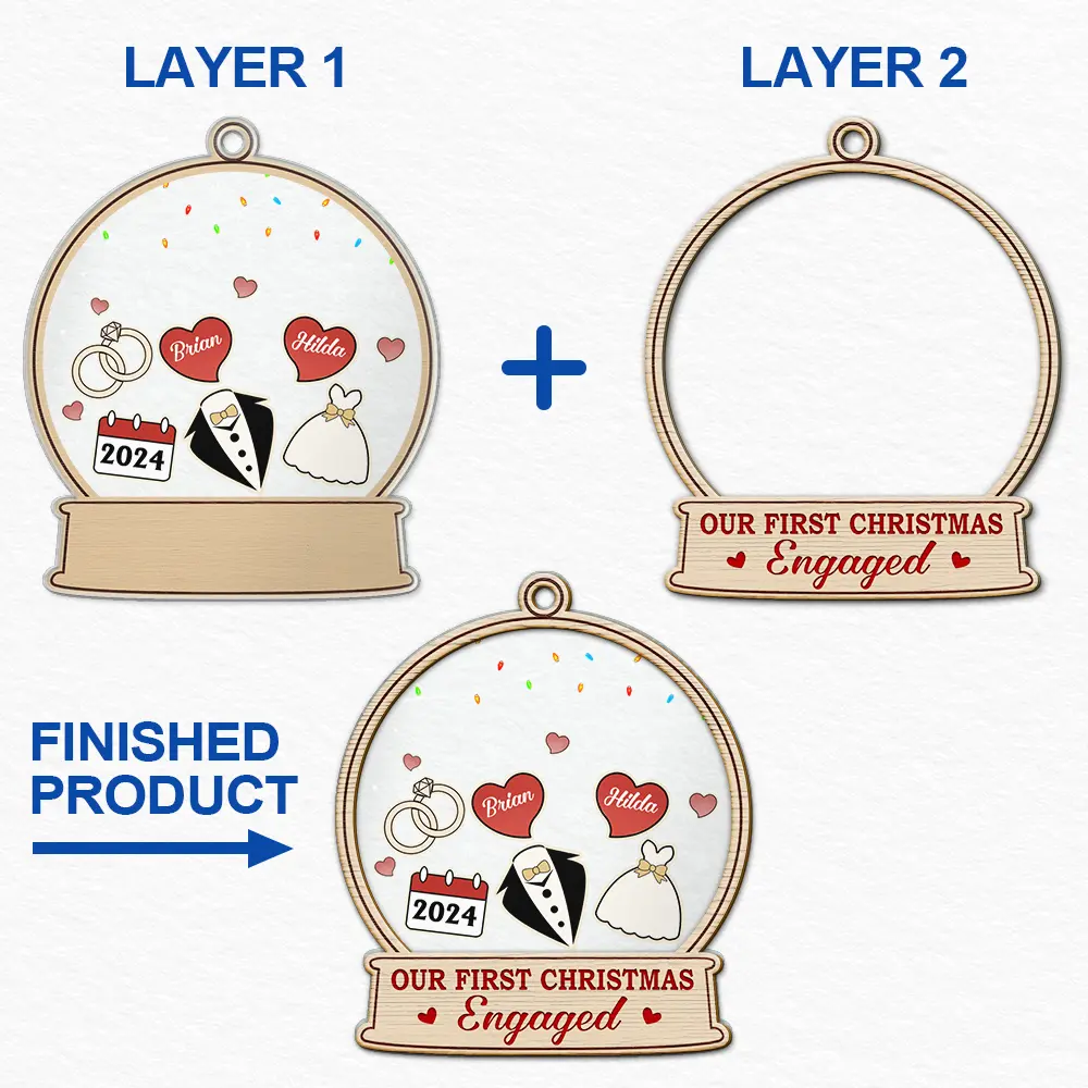 Our First Christmas Married Husband And Wife - Personalized 2-Layered Mix Ornament - Image 6