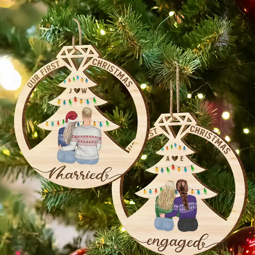 Our First Christmas Married - Personalized Wooden Cutout Ornament - Image 6