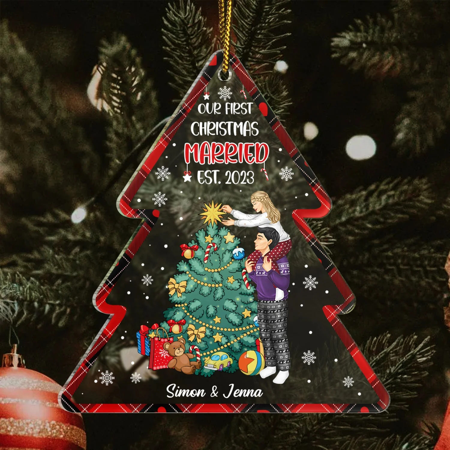 Our First Christmas Together Married - Gift For Couples - Personalized Custom Shaped Acrylic Ornament - Image 3