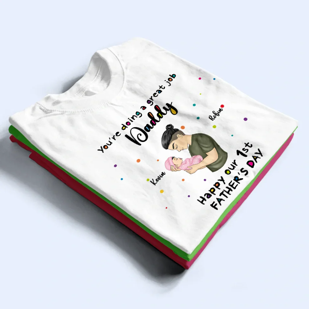 Our First Father's Day Together - Personalized Combo T Shirt And Baby Onesie - Image 3