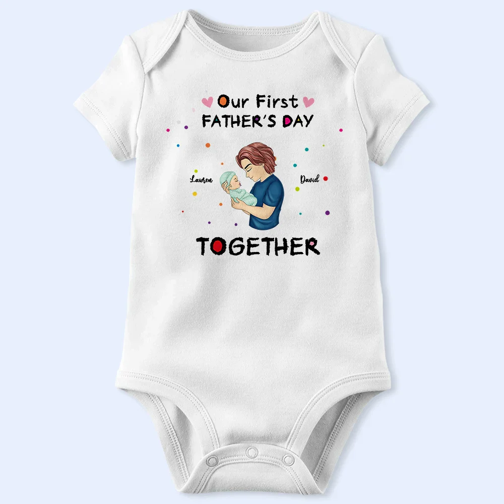 Our First Father's Day Together - Personalized Combo T Shirt And Baby Onesie - Image 5