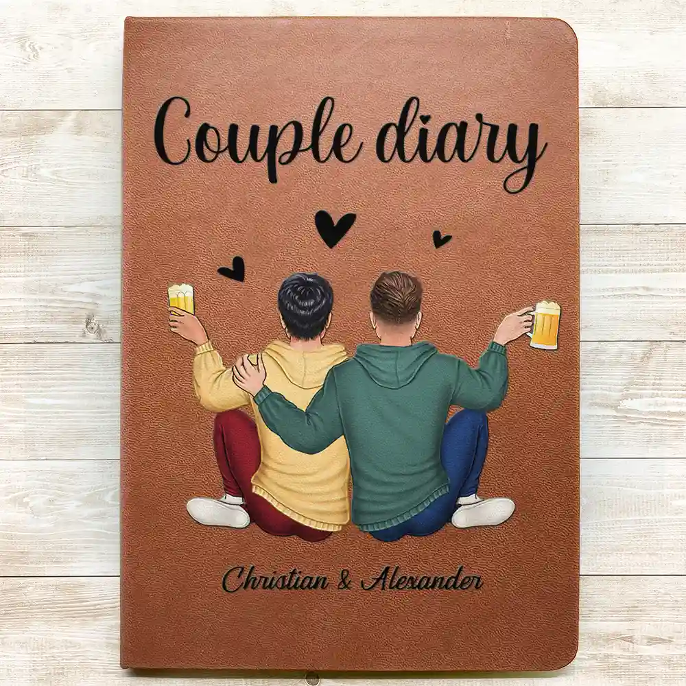 Our First Year Couple Anniversary - Personalized Leather Journal - Image 3
