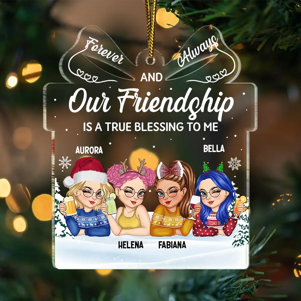 Our Friendship Is A True Blessing Christmas Besties - Personalized Custom Shaped Acrylic Ornament - Image 3