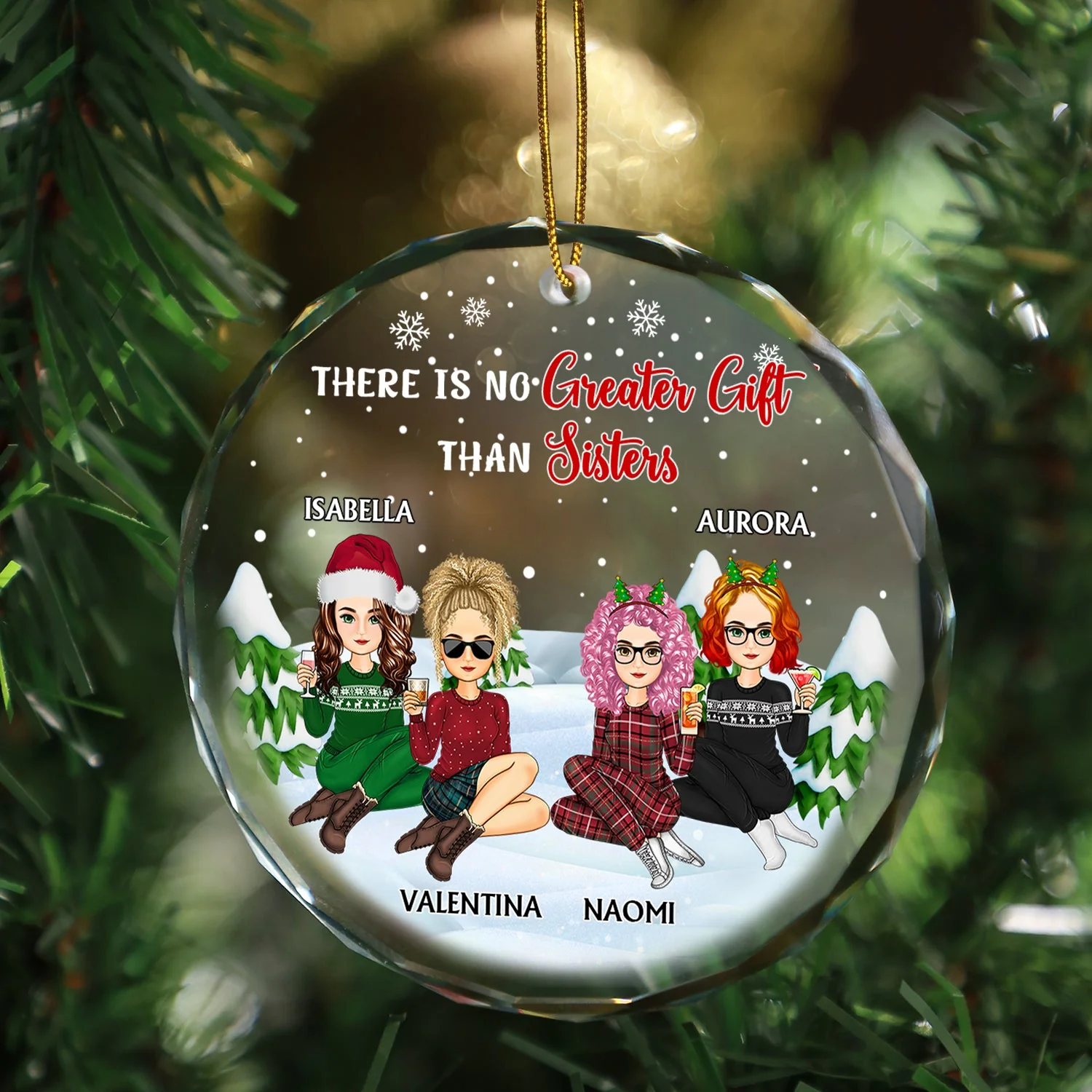 Our Friendship Is A True Blessing To Me - Christmas Gifts For Besties, Friends - Personalized Circle Glass Ornament - Image 3