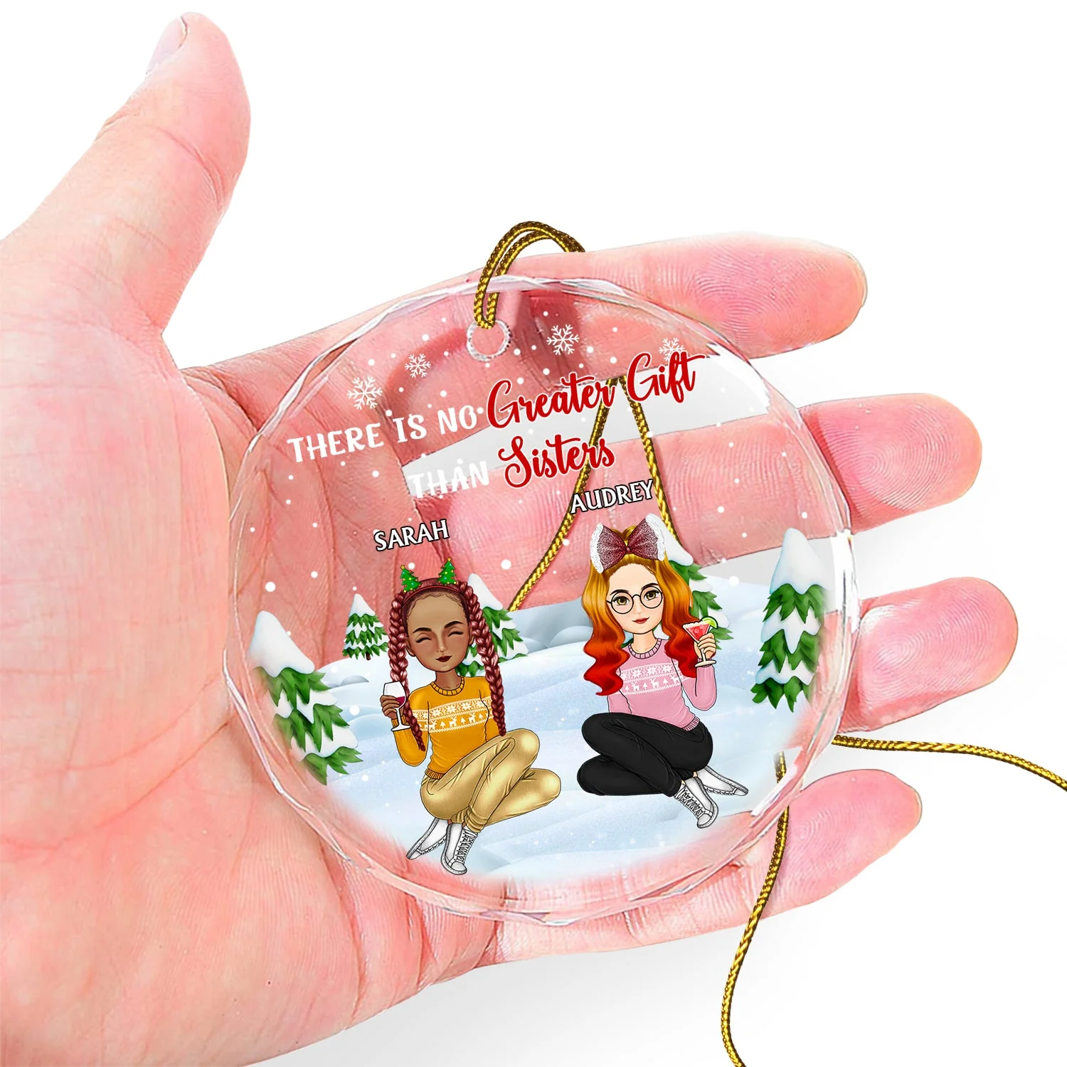 Our Friendship Is A True Blessing To Me - Christmas Gifts For Besties, Friends - Personalized Circle Glass Ornament - Image 4