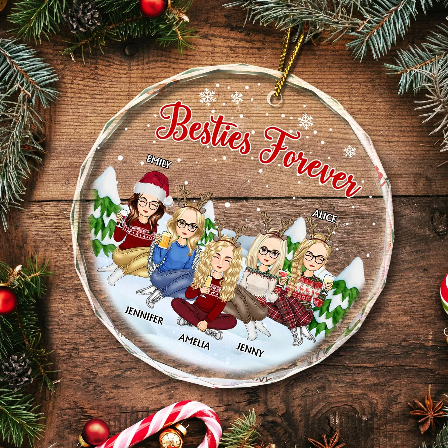 Our Friendship Is A True Blessing To Me - Christmas Gifts For Besties, Friends - Personalized Circle Glass Ornament - Image 5