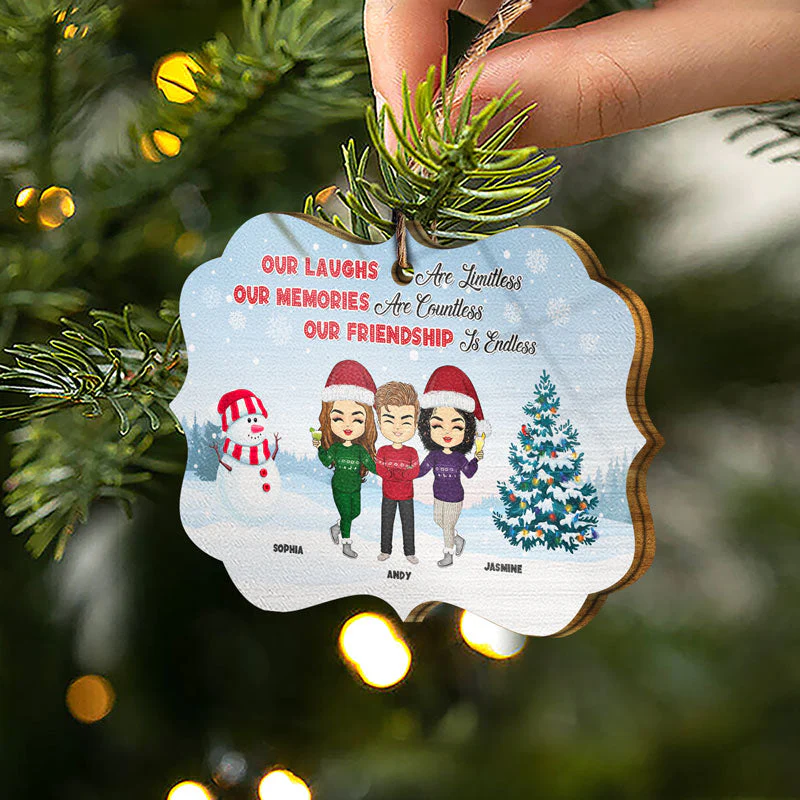 Our Friendship Is Endless - Bestie BFF Christmas Gift - Personalized Custom Wooden Ornament - Image 2