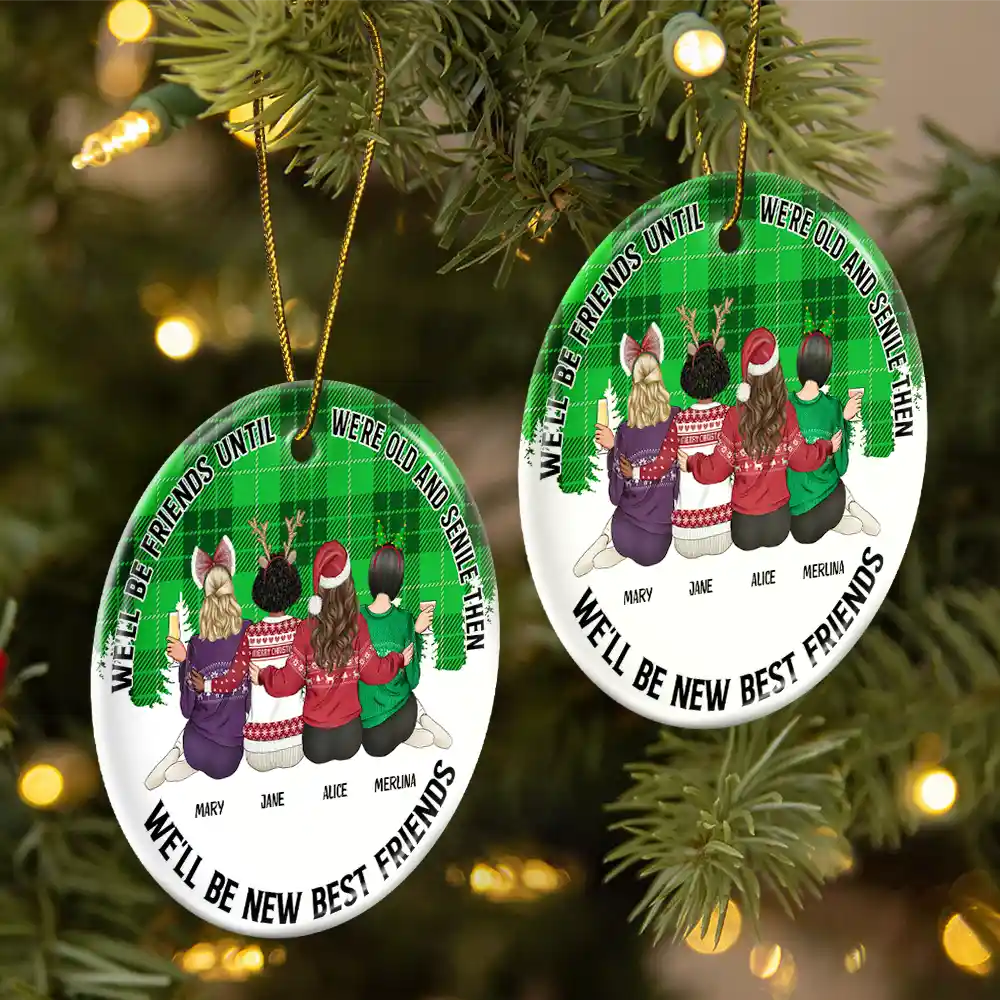 Our Friendship Is Endless - Personalized Circle Ceramic Ornament - Image 2
