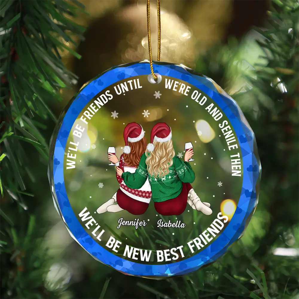 Our Friendship Is Limitless - Personalized Circle Glass Ornament - Image 3