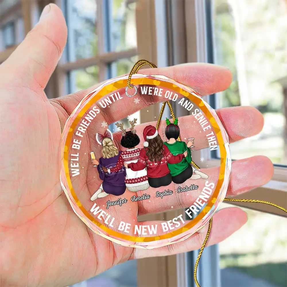 Our Friendship Is Limitless - Personalized Circle Glass Ornament - Image 4
