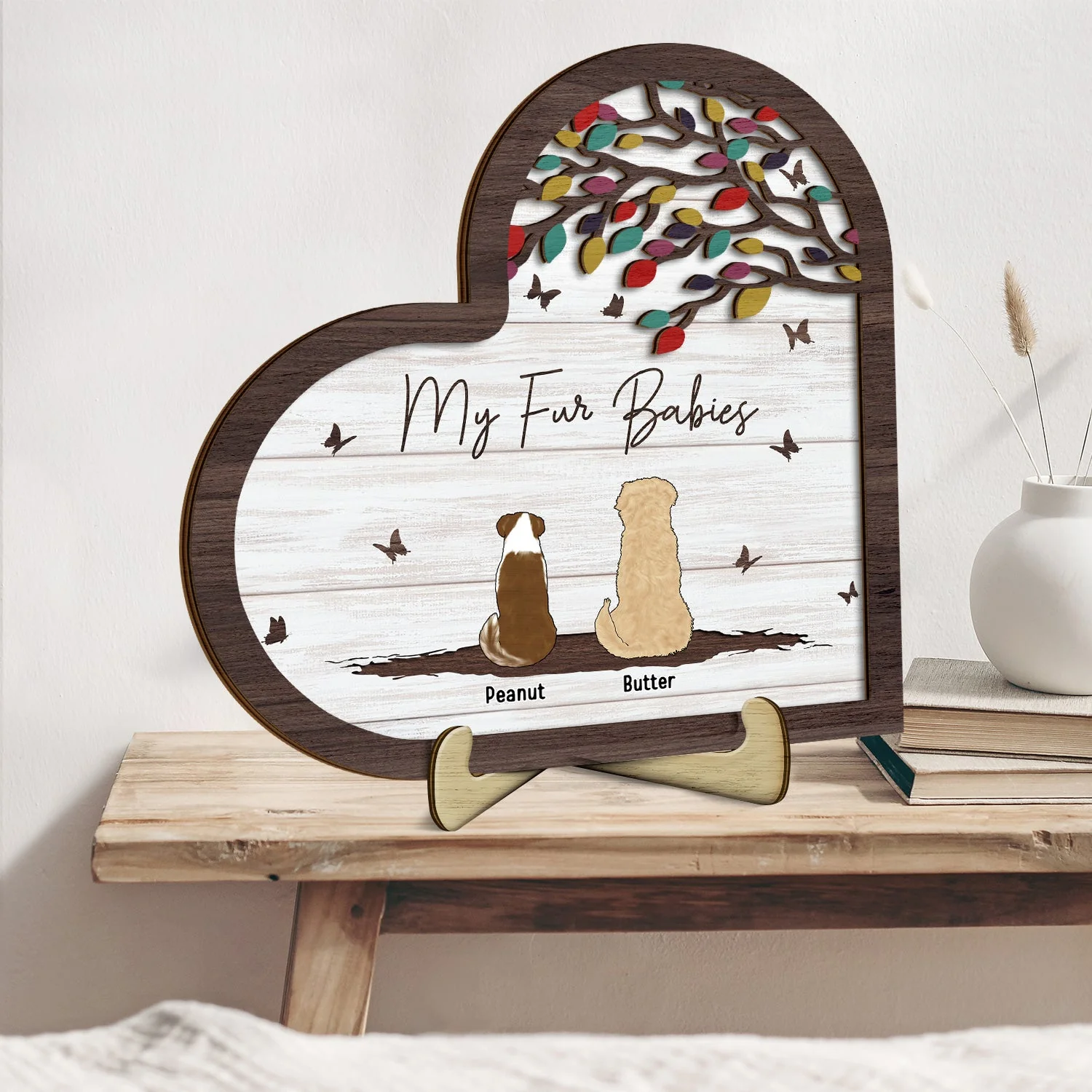 Our Fur Babies - Gift For Dog Lovers, Cat Lovers, Pet Lovers - Personalized 2-Layered Wooden Plaque With Stand - Image 2