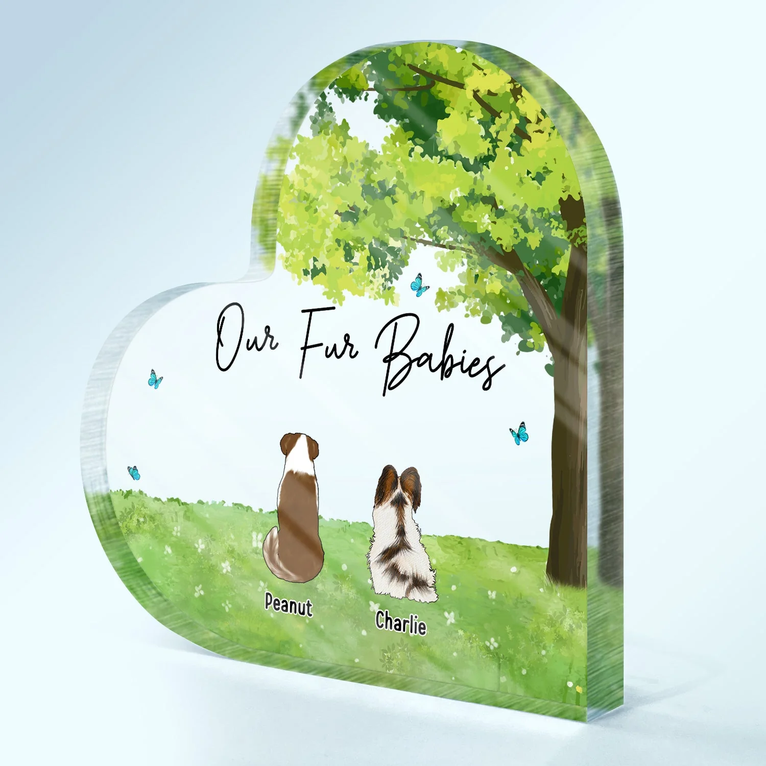 Our Fur Babies - Gift For Dog Lovers, Cat Lovers, Pet Lovers - Personalized Heart Shaped Acrylic Plaque - Image 2
