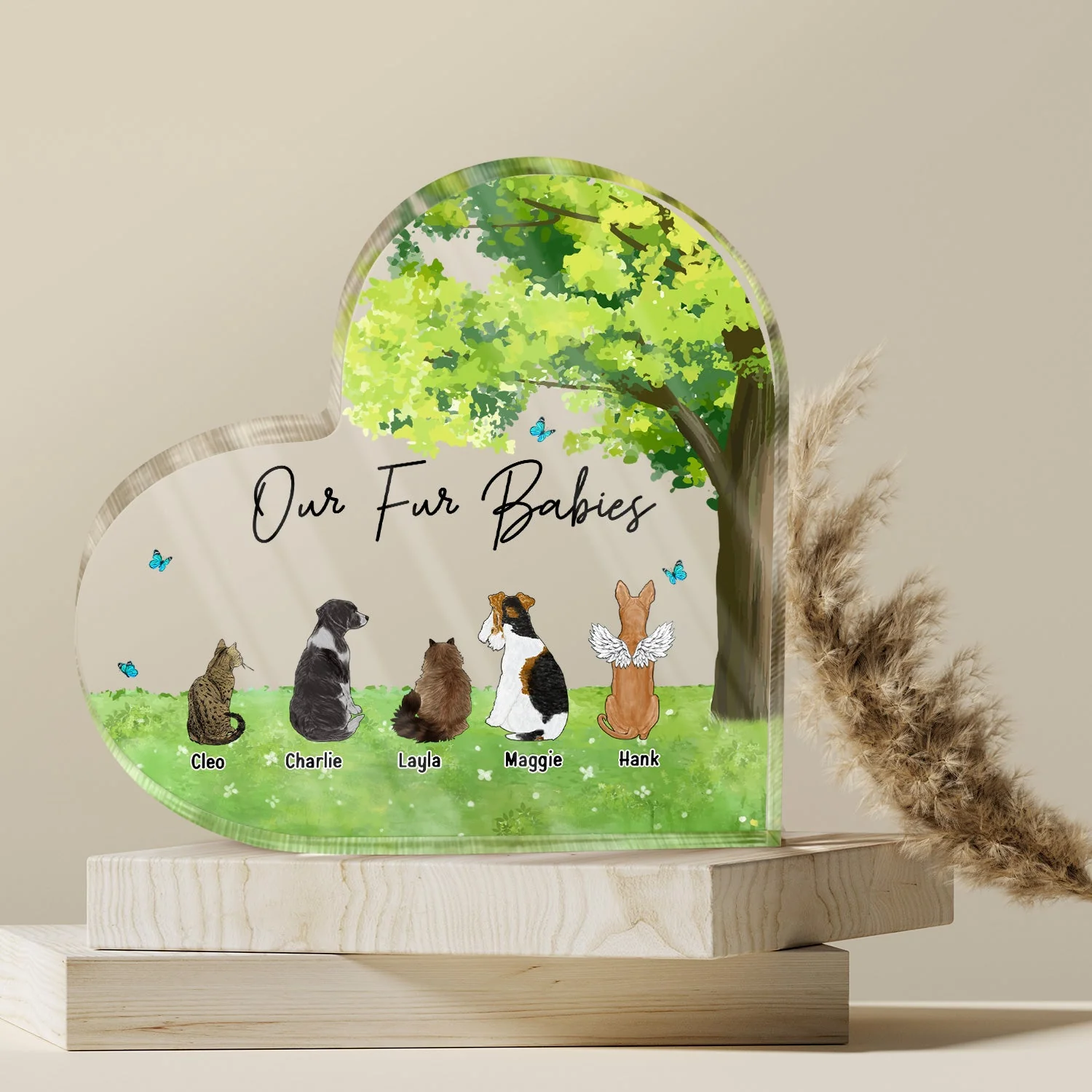 Our Fur Babies - Gift For Dog Lovers, Cat Lovers, Pet Lovers - Personalized Heart Shaped Acrylic Plaque - Image 4
