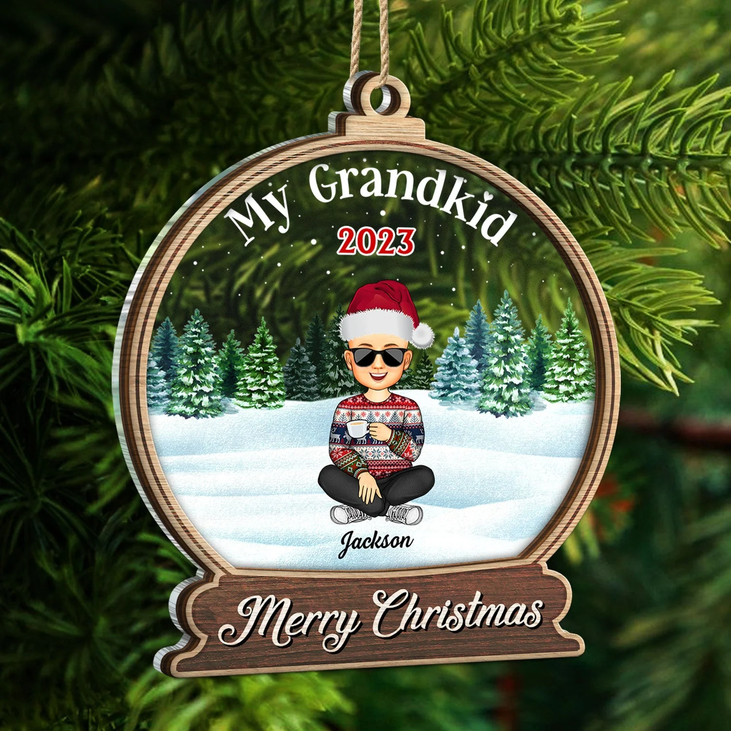 Our Grandkids Children - Christmas Gift For Family, Grandma, Grandpa, Grandparents - Personalized 2-Layered Mix Ornament - Image 5