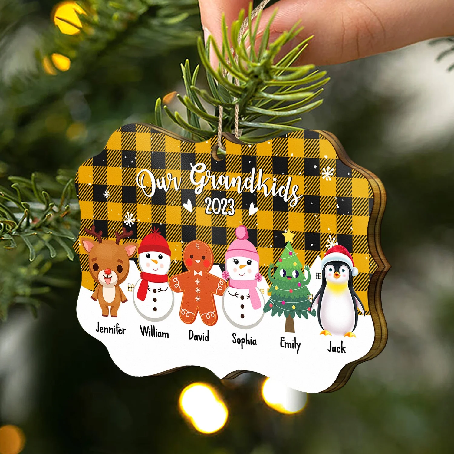 Our Grandkids - Christmas, Loving Gift For Grandparents, Grandma, Grandpa, Family - Personalized Medallion Wooden Ornament - Image 2