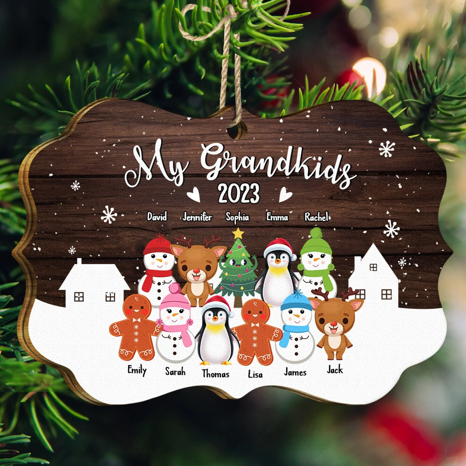 Our Grandkids - Christmas, Loving Gift For Grandparents, Grandma, Grandpa, Family - Personalized Medallion Wooden Ornament - Image 3