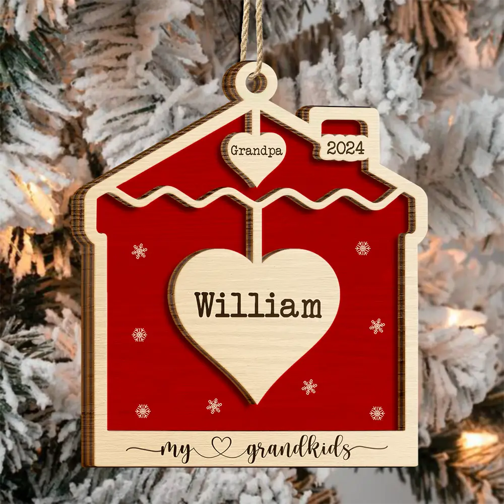 Our Grandkids Sweet Hearts - Personalized 2-Layered Wooden Ornament - Image 3