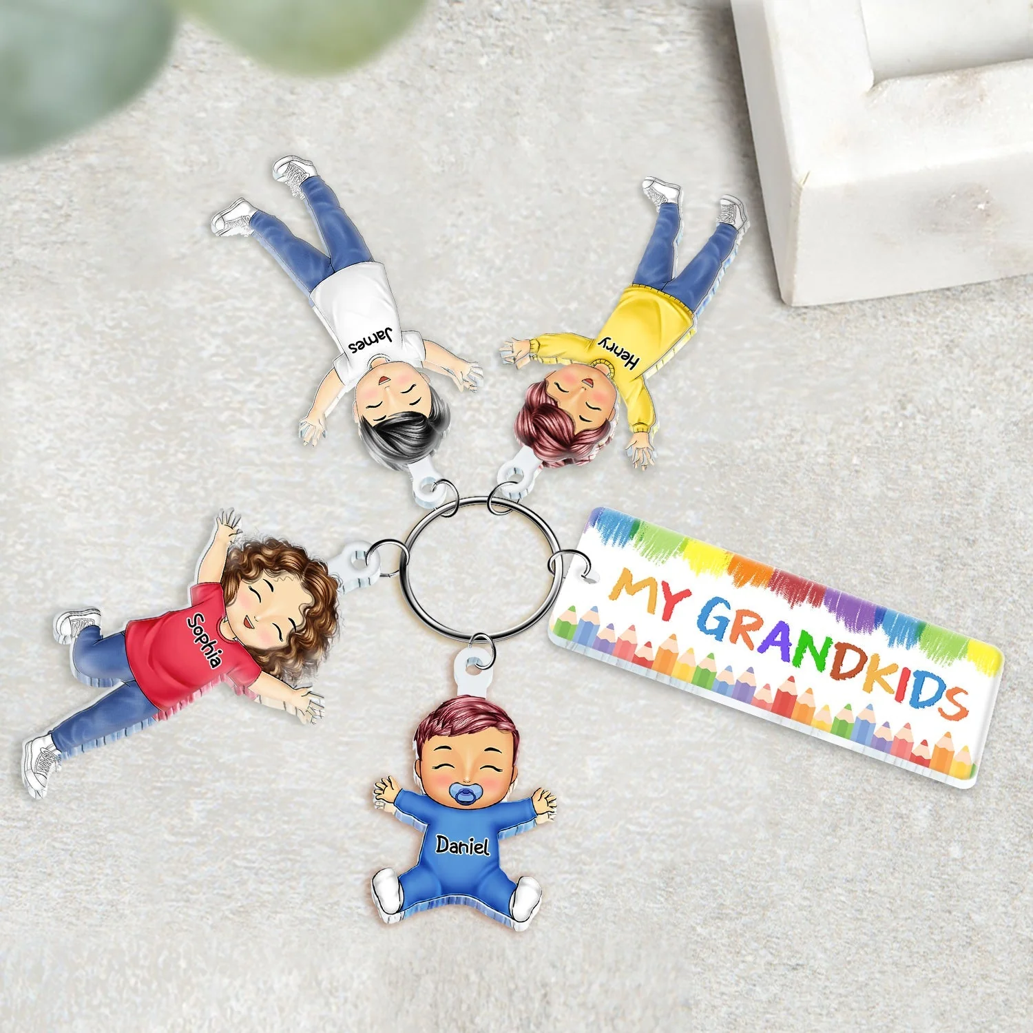 Our Grandkids Version 11 To 15 - Loving Gift For Grandma, Grandparents, Mother - Personalized Acrylic Tag Keychain