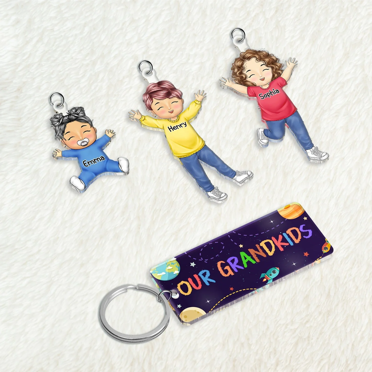 Our Grandkids Version 11 To 15 - Loving Gift For Grandma, Grandparents, Mother - Personalized Acrylic Tag Keychain - Image 3
