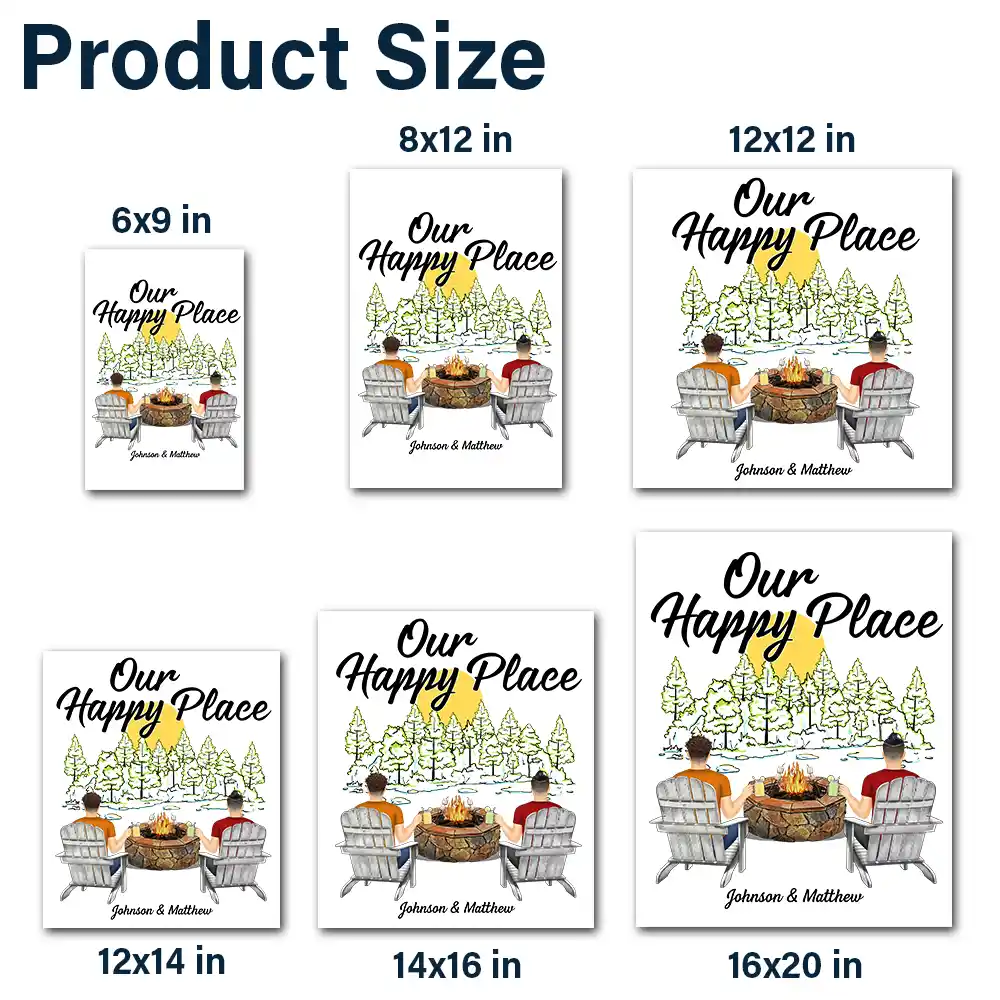 Our Happy Place Couples Fire Pit - Personalized Camping Decal, Decor Decal - Image 6