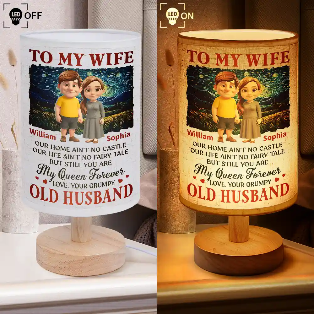 Our Home Ain't No Castle Couple - Personalized Fabric Lamp - Image 4