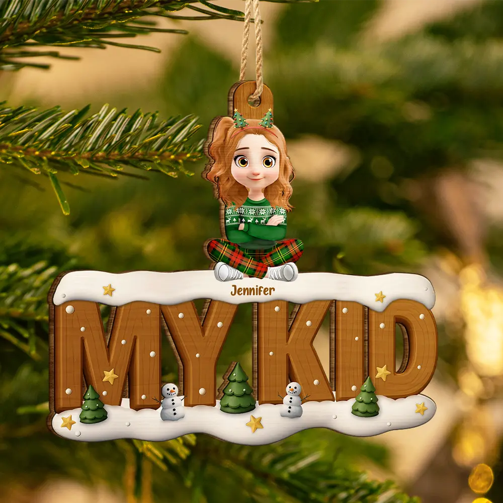 Our Kids Grandkids Christmas - Personalized Custom Shaped Wooden Ornament - Image 4